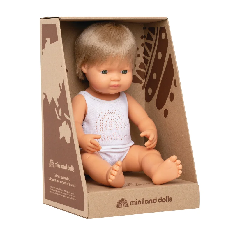 Caucasian Dark Blonde Anatomically Correct Boy Doll - Dressed 38cm