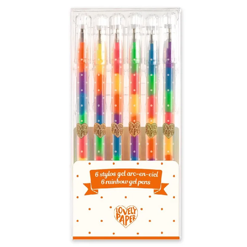 Djeco Lovely Paper - 6 Rainbow Gel Pens