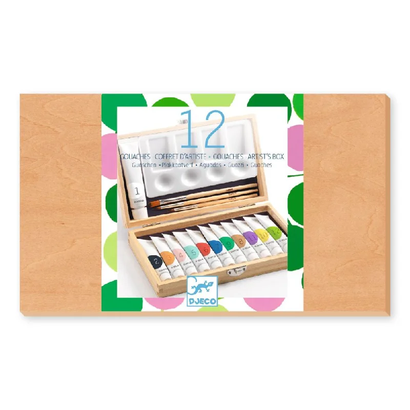 Djeco Artist's Wooden Box - 12 Gouaches