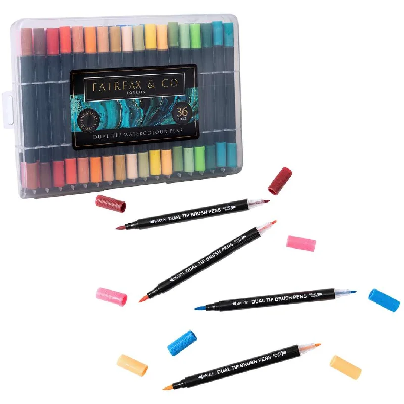 FairFax & Co Dual Tip Watercolour Brush Pens - 36 Peice Set