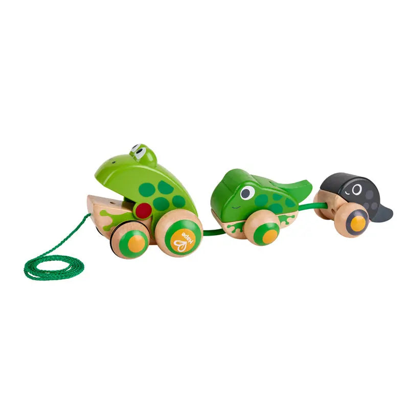 HAPE Pull Along Wooden Frog Family