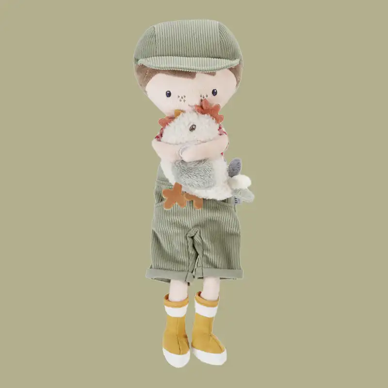 Cuddle Doll Farmer Jim with his Chicken - 35cm