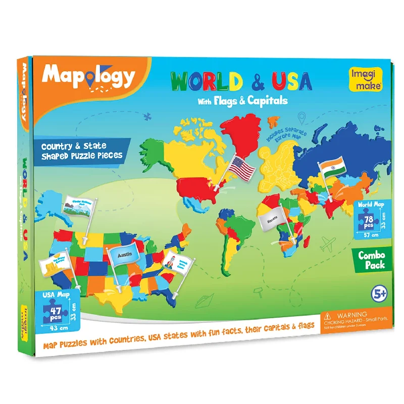 Mapology World & USA with Flags & Capitals