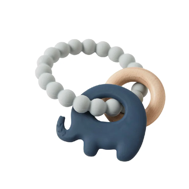 Mika Silicone & Wood Teether - Elephant