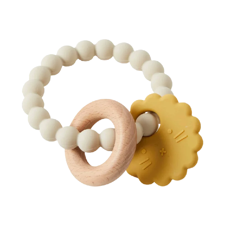 Mika Silicone & Wood Teether - Lion