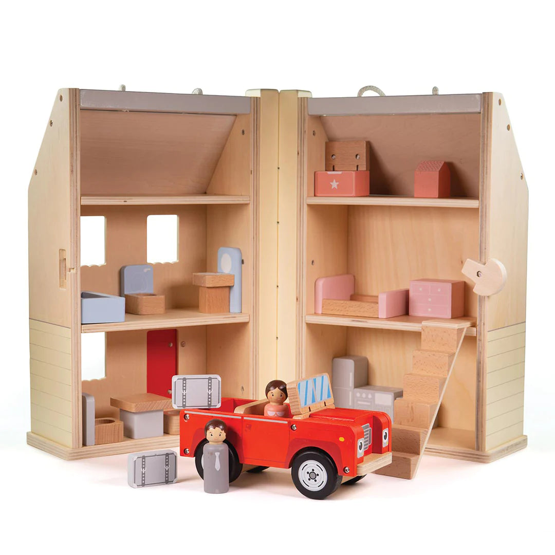 Portable Furnished Dollhouse + Car