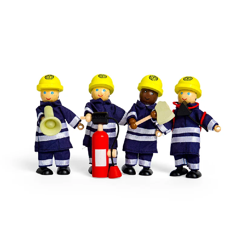 Tidlo 4 Wooden Firefighter Figures, 12cm Tall