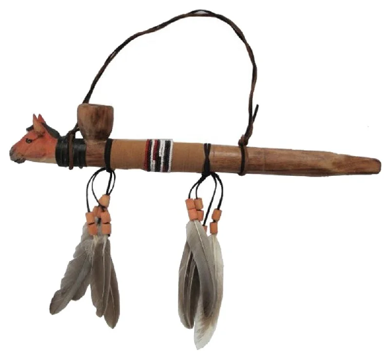 Buy WILD HORSE HEAD WOODEN PEACE PIPE Bulk Price