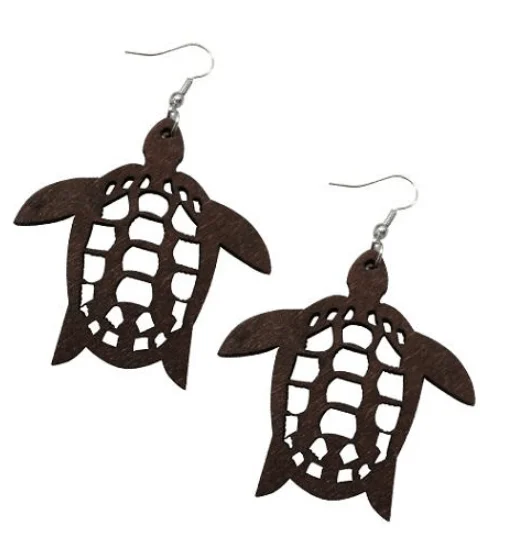 Buy WOODEN TURTLEEARRINGS 2 3/4 INCH (sold by the pair) Bulk Price