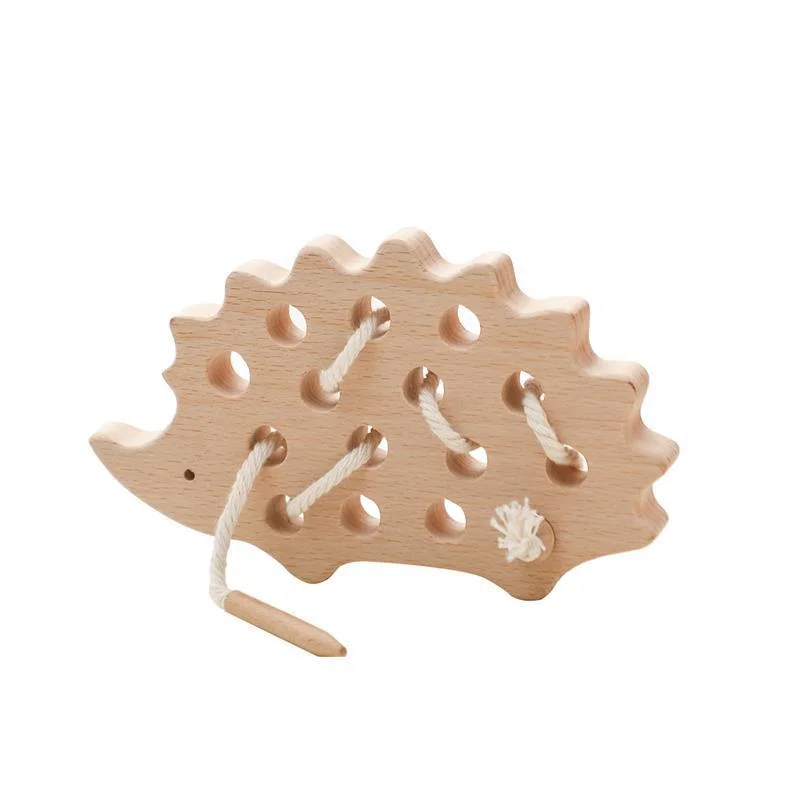 Wooden Hedgehog Threading Toy