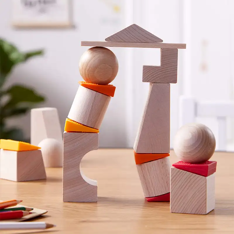 Wooden Stacking Teetering Building Blocks Set