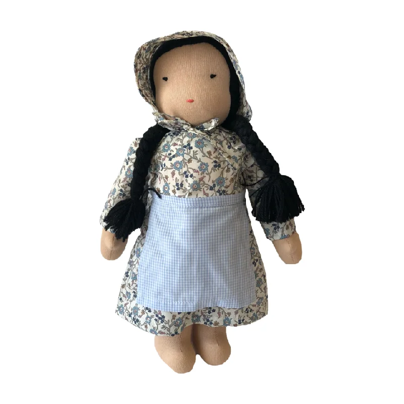 15" Waldorf Doll in Blue Liberty Floral Dress · Fair