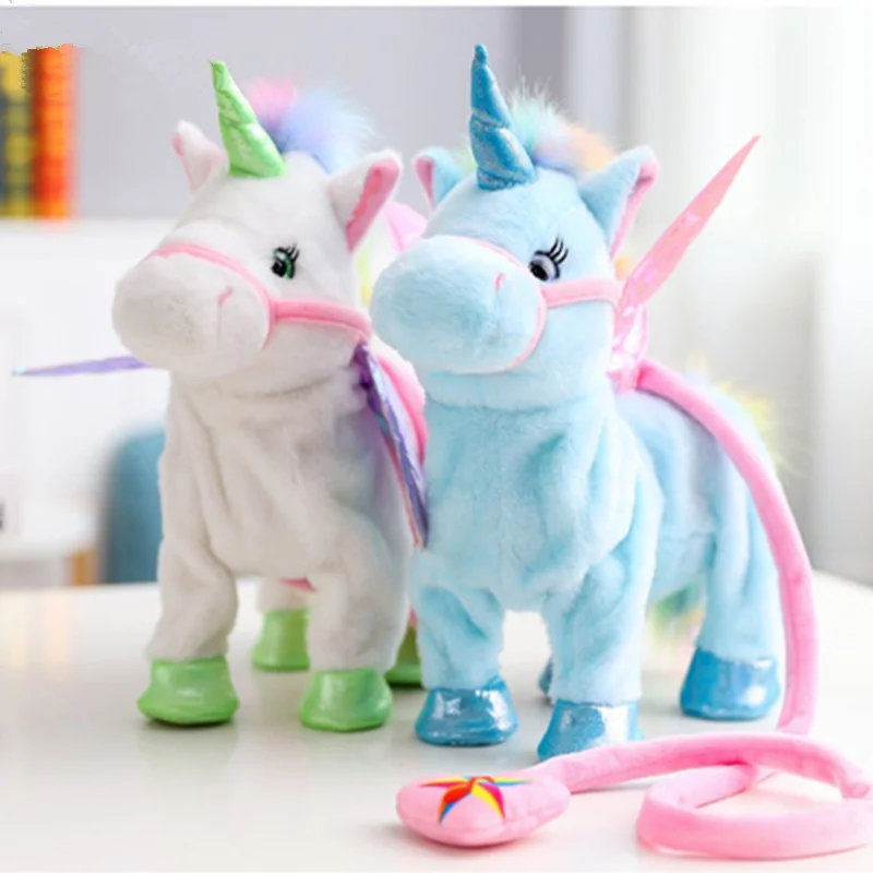 1pc Electric Walking Unicorn Plush Toy soft horse Stuffed Animal Toy Electronic sing Music Unicornio Toy Children Christmas Gift