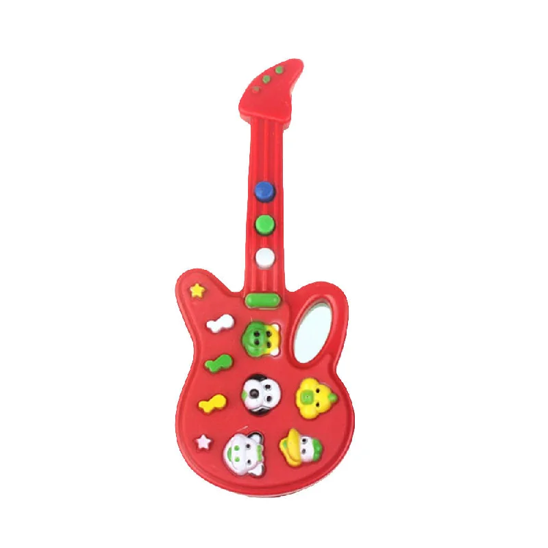 Electronic Guitar Educational Cartoon Electronic Guitar Funny Plastic Red Cartoon Style Toys Hand-Eye Coordination