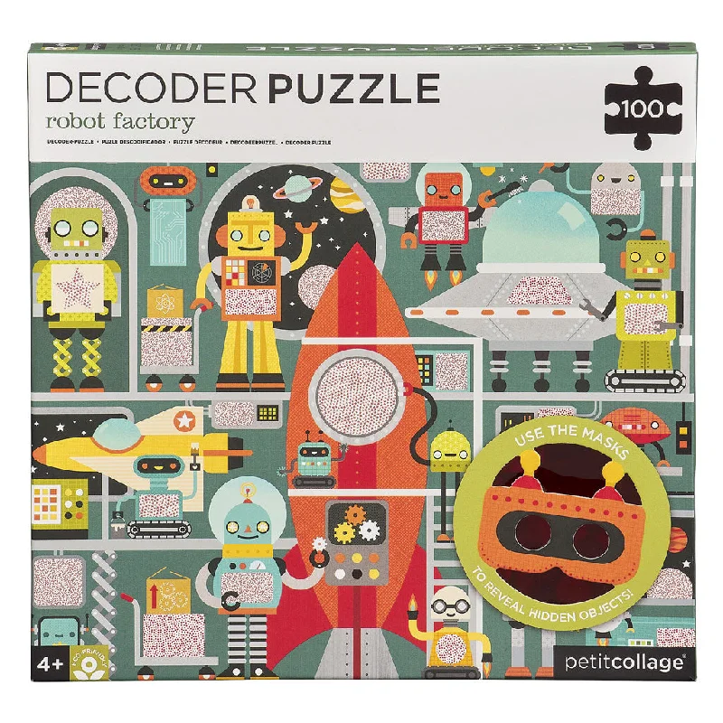 Petit Collage Decoder Puzzle 100pc - Robot Factory